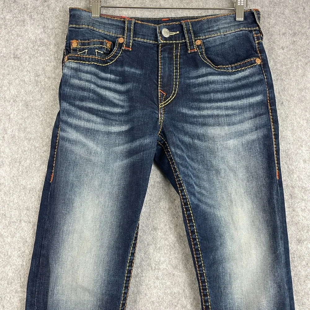 True Religion Geno Relaxed Slim Jeans Mens 31x32 Dark Wash Faded Denim